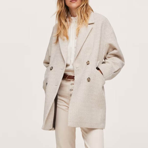 NWT - Mango Women’s Double Breasted Wool Blended Coat - Size M - Picture 2 of 15